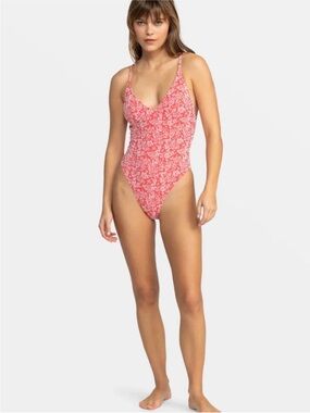 Roxy Pink Floral One-Piece Swimsuit